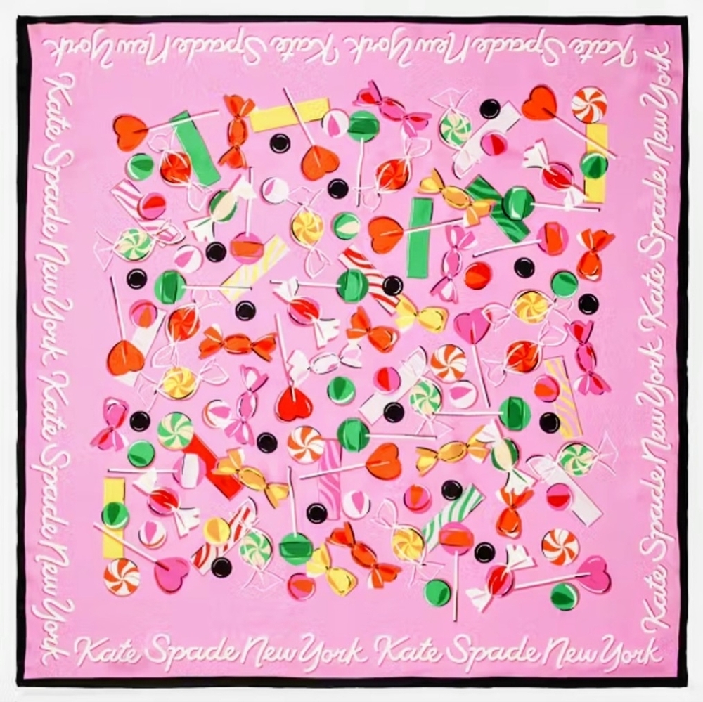 NWT Kate Spade Pink Candy Shop Silk Square - Gorgeous!